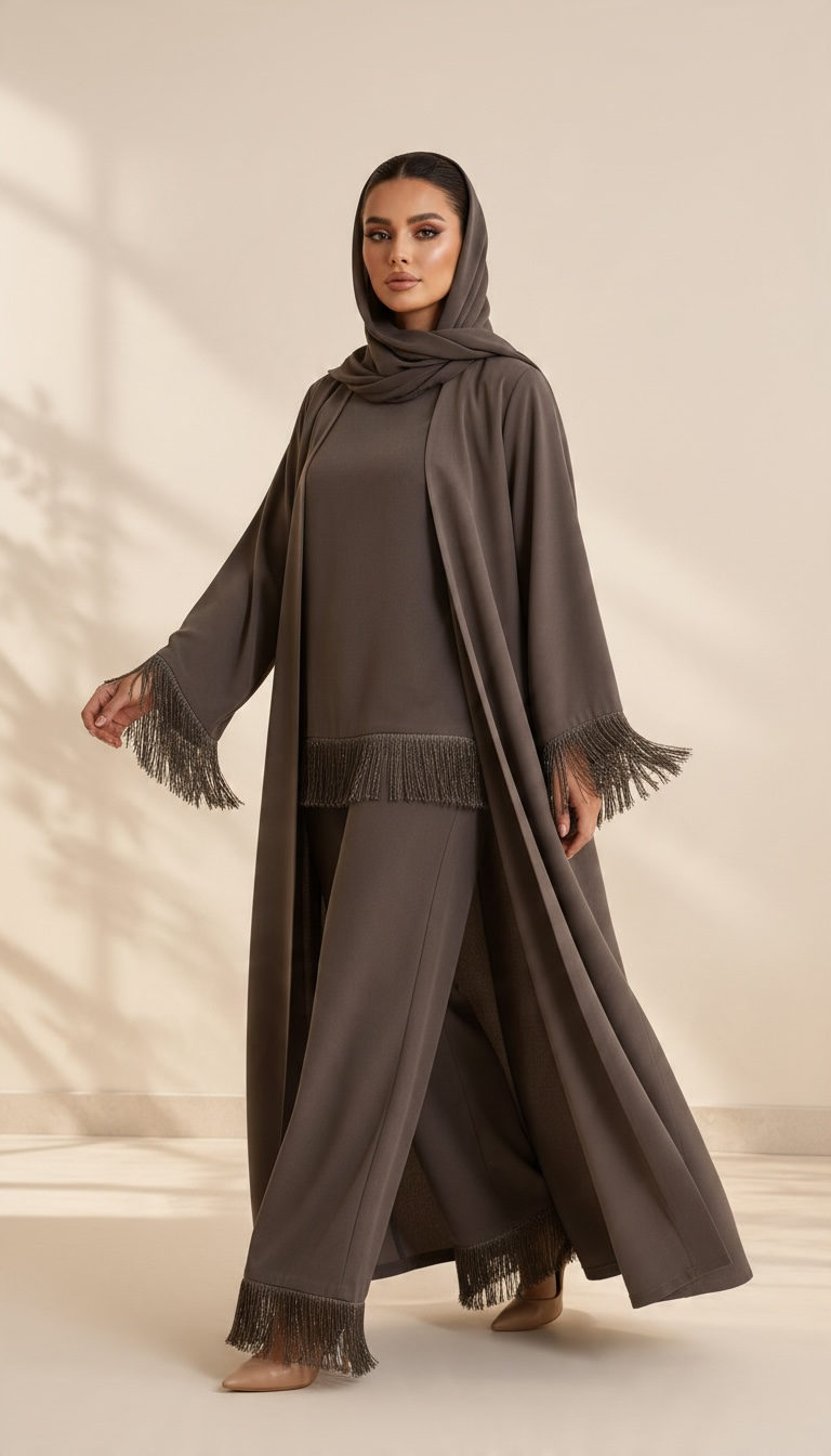 عباية ٣ قطع مع شراشيب