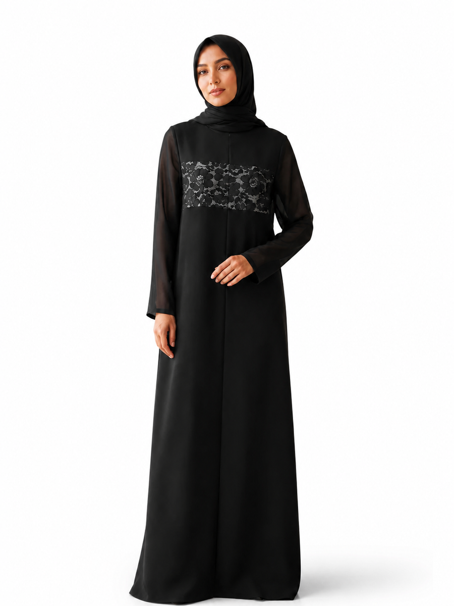 بليزر أسود بدانتيل فرنسي